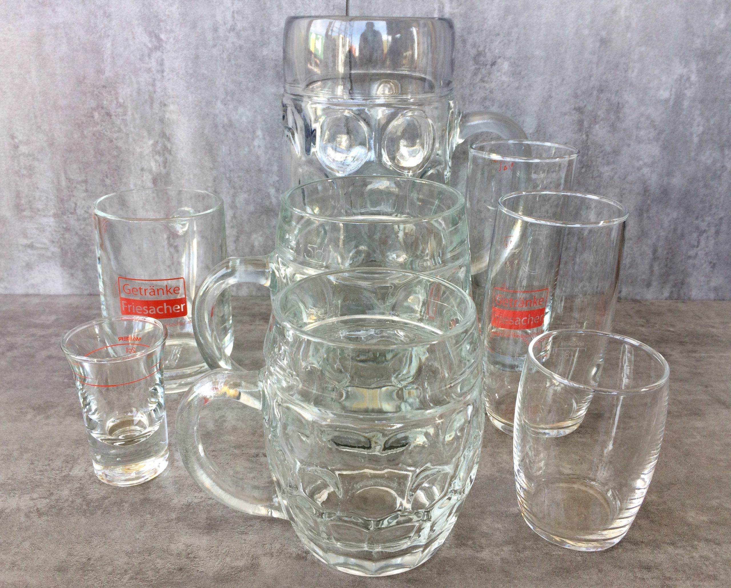 Mietgläser rustikal Feier Fest Party Getränke Friesacher